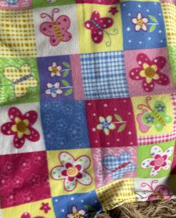 Patch Fleece Fabric Flowers Butterflies & More 36”x63”