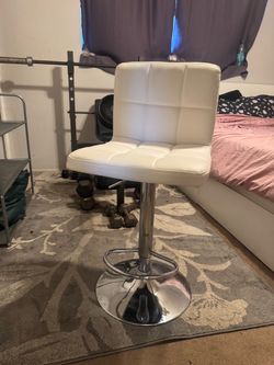 Chandresh Swivel white Upholstered Adjustable Height Counter Stool with Metal Frame