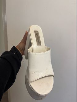 white platform heels