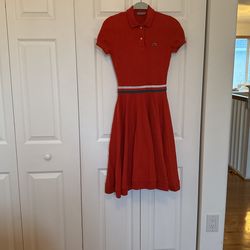 LACOSTE Women’s Flared Polo Shirt Dress Size 36