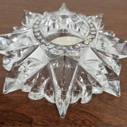 LEAD CRYSTAL STAR SNOWFLAKE CANDEL HOLDER 