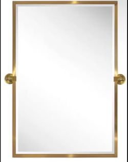 Brushed Gold Pivot Bathroom Mirror 28x36 Tilting Vanity Mirror