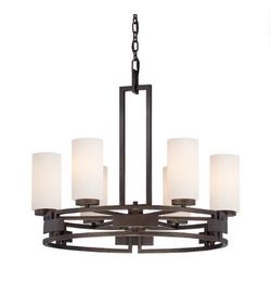 Designers Fountain Del Ray 6 Light Bronze Opal glass Metal Chandelier