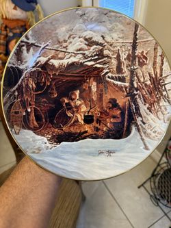 History winter camp plate by John Clymer Authentic collection