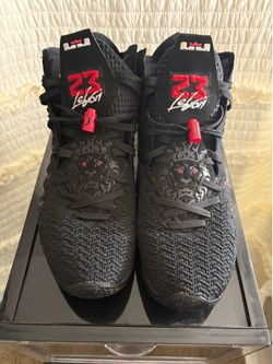 Nike LeBron 17 Infrared Black Red High Top Basketball Sneakers Lace Up Men