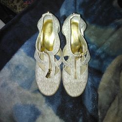 Michael Kors Gold zip_up Wedges