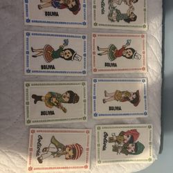 Vintage cards kids dressed in traditional Bolivian clothing.