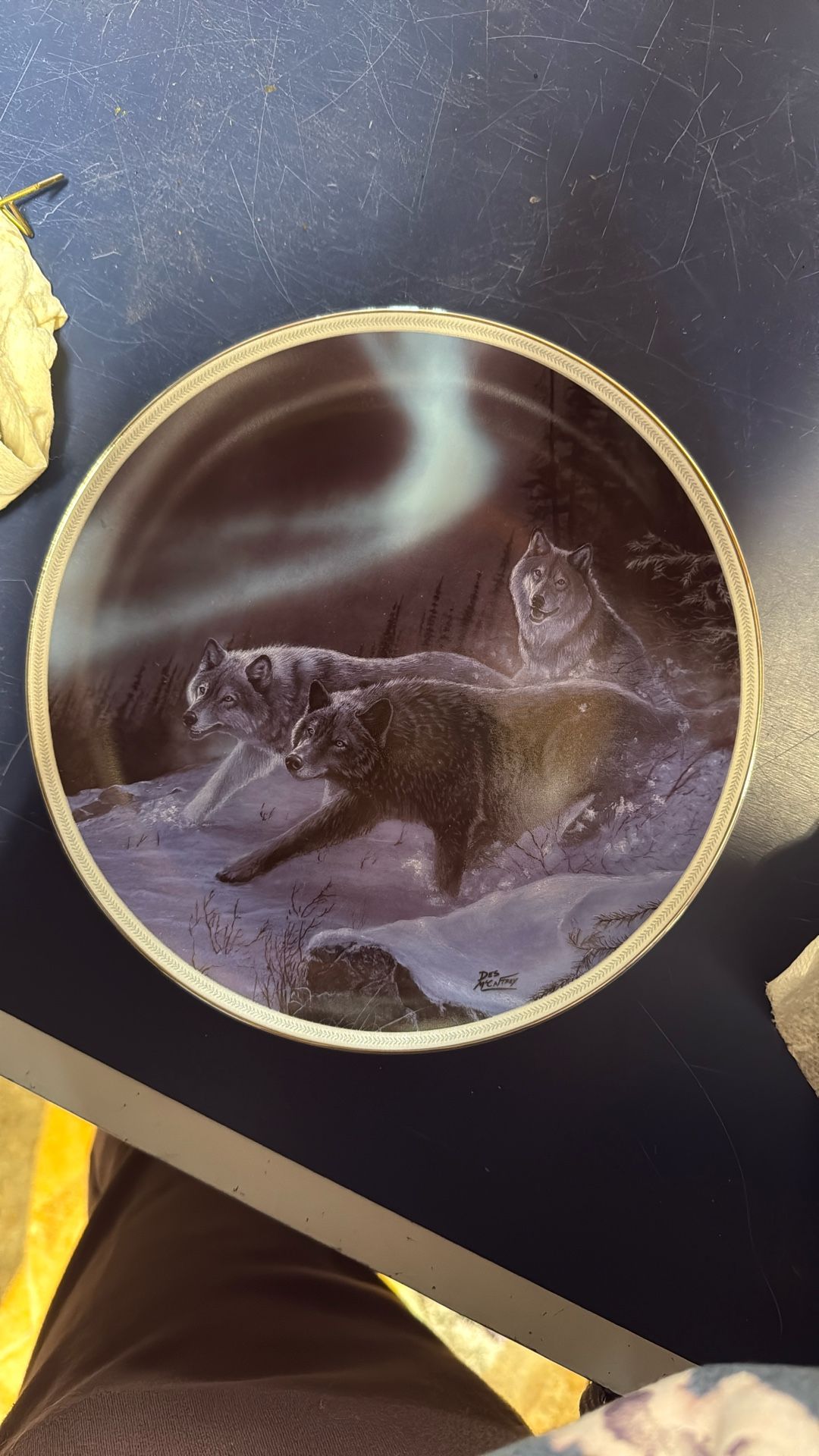 Under The Northern Lights Wolf Plate