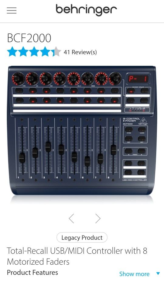 Behringer BCF2000 Usb/midi Controller