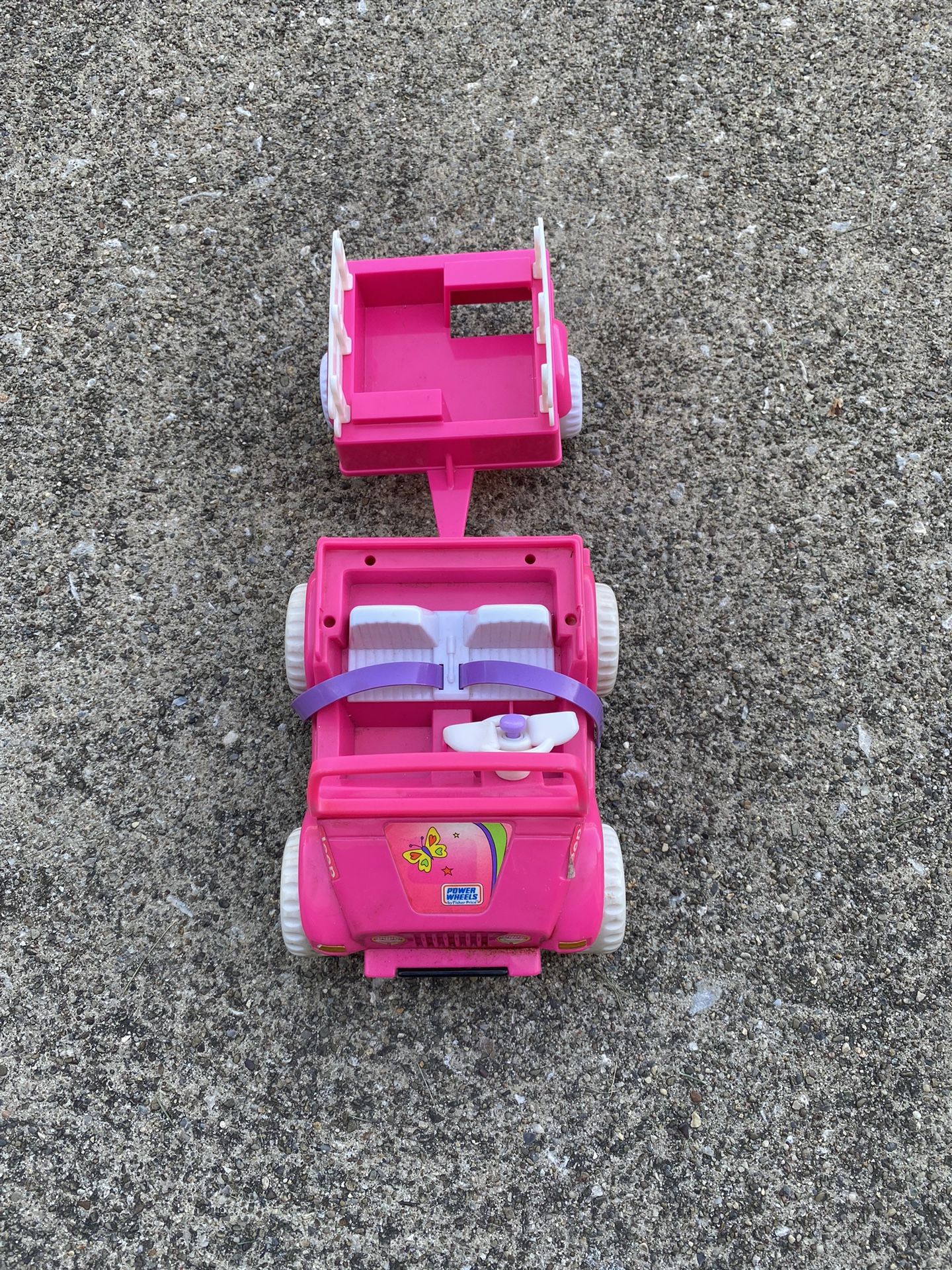 Vintage Power Wheels Kelly Barbie Jeep With Trailer STILL WORKS
