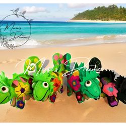 Handmade Mexican Chameleon Plush – Colorful Embroidered Toy by Master Artisans