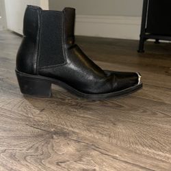Black Metal Toe Tipped Boots