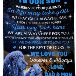 Son Gifts-Son Blanket from Mom and Dad-Son Birthday Gifts from Mom and Dad-Gifts for Son Adult to My Son Blanket Gifts Lion from Parent 60”x80”