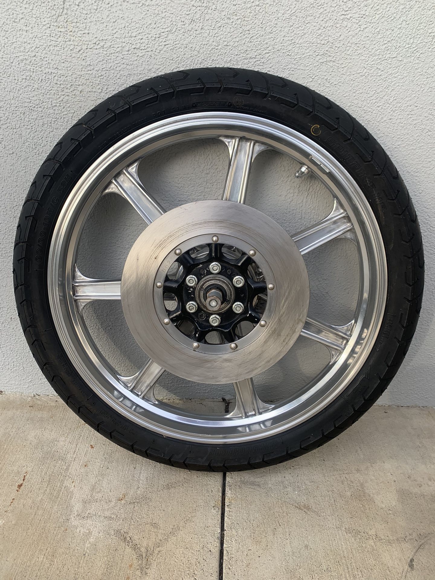 VINTAGE POLISHED ALUMINUM LESTER FRONT MOTORCYCLE RIM WHEEL HONDA CB750 CB550