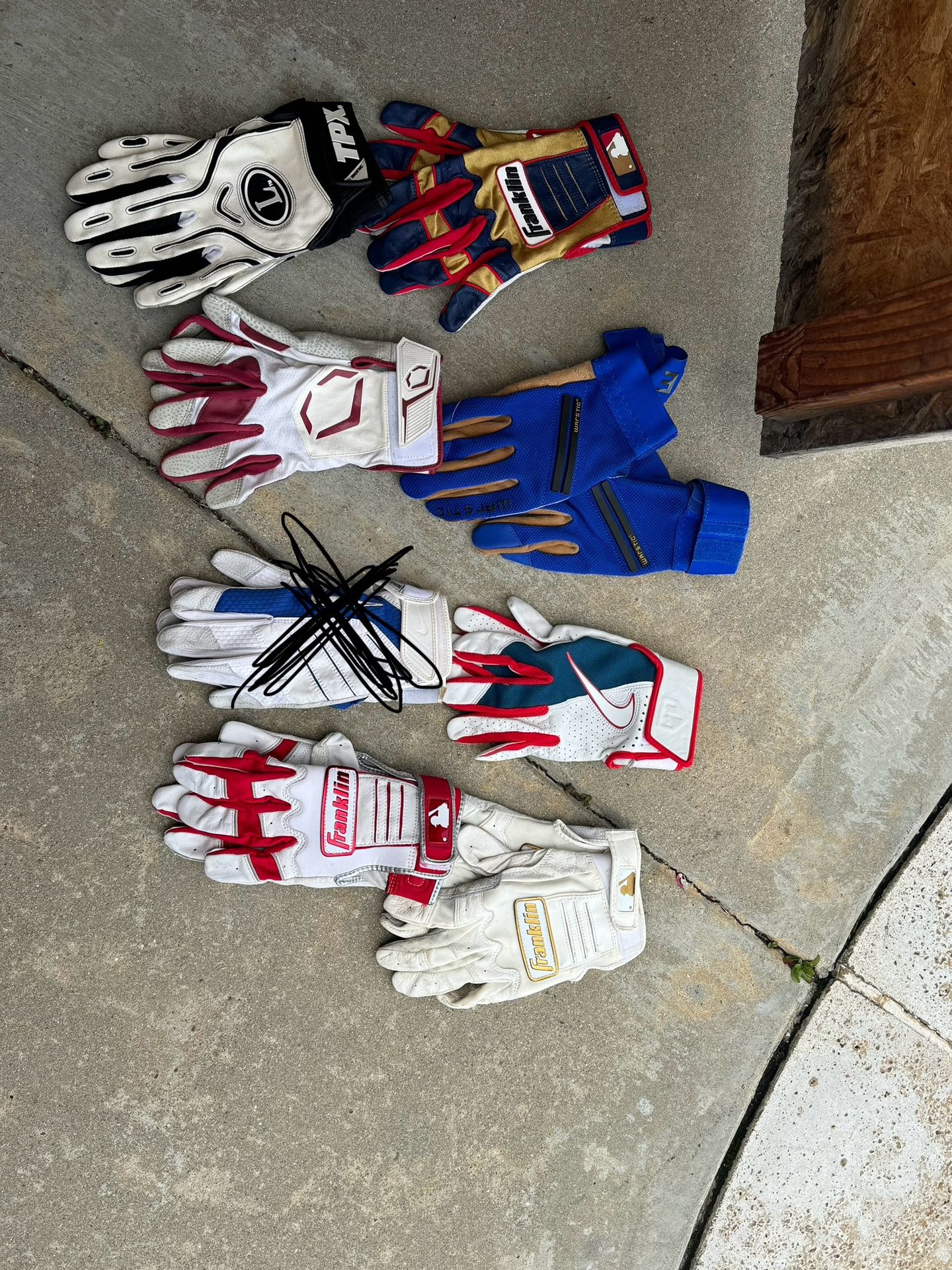 Baseball Batting Gloves Sz Large Warstic Nike Franklin Evoshield Louisville