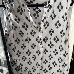 Work Blouse - Black/White XL
