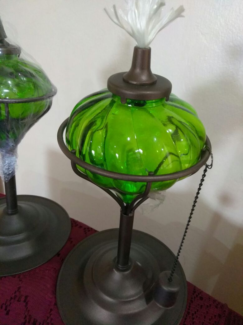 2 Vintage Oil Lamps Set