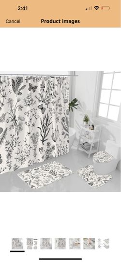 Shower Curtain and Bath Mat Set