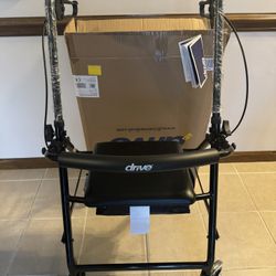 Drive Medical Rollator Walker W/seat Bag 300lb Cap Black New In Box 