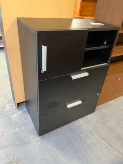 Black lateral filing cabinet (in store)
