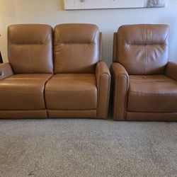 Ashley Leather Reclining Loveseat and Chair 1yr Old