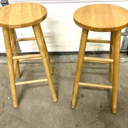 Counter Height Oak Set Of 2 Bar Stools
