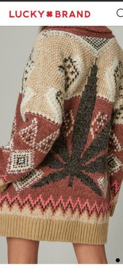 Cardigan With Cannabis Plant On Back