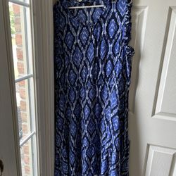 Talbots Women’s Blue Patterned Dress, 22W