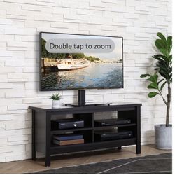 TV Stand for 55 inch TV Entertainment Center Wood Media Console Storage Cabinet for Bedroom and Living Room, 43 inch, Black