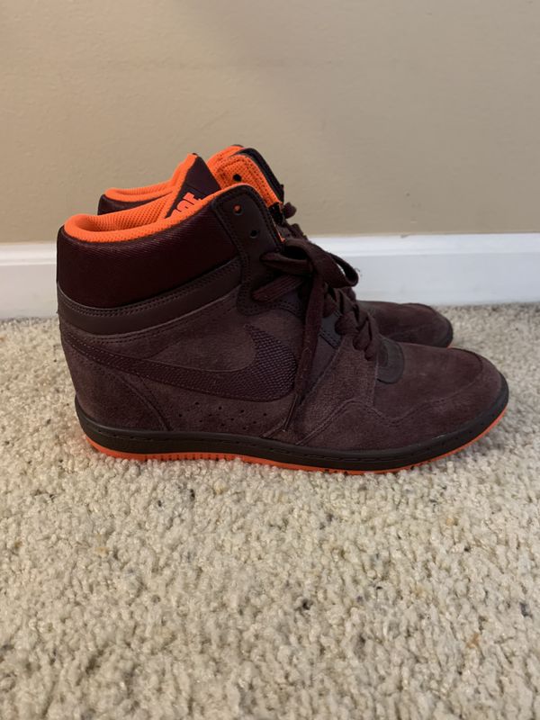 burgundy nike wedge sneakers