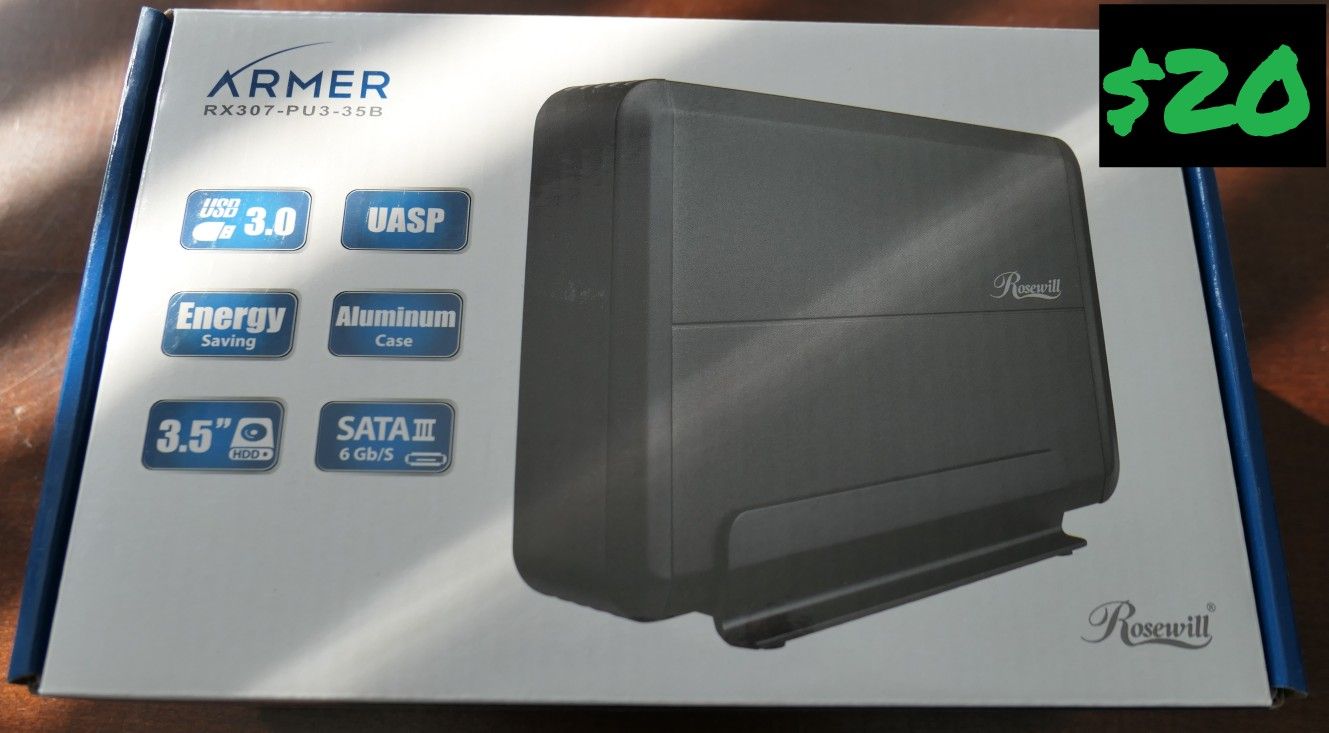 New, sealed Rosewill USB3 aluminum enclosure for 3.5" SATA drives
