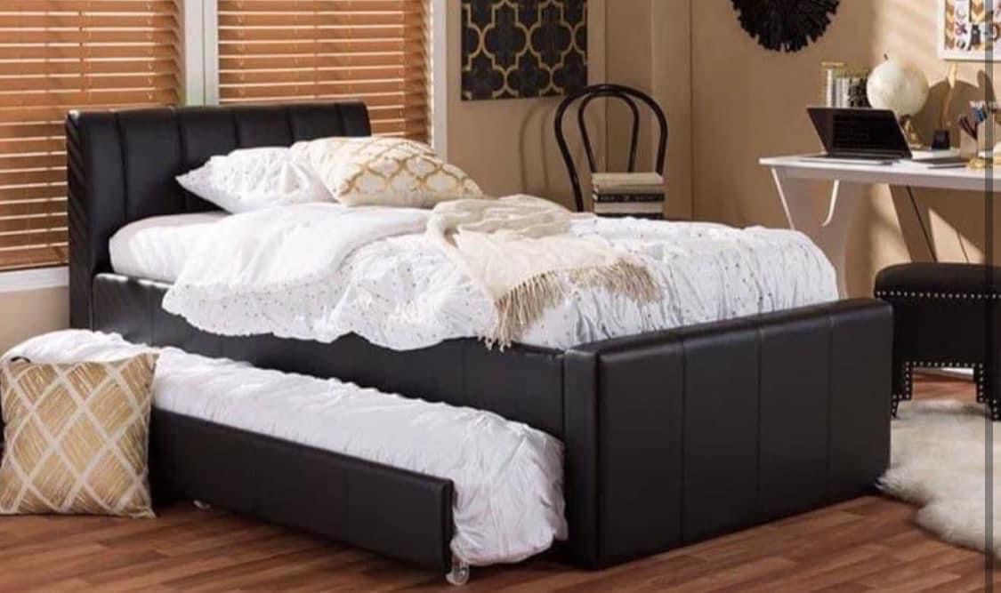 New Twin Size Black Trundle Bed