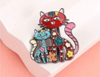 Colorful Enamel Cat Brooch Pin