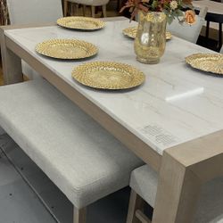 Marble Dining Table , Bench , Chairs 