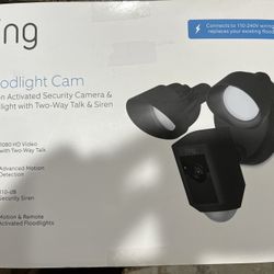 Ring Floodlight Wi-Fi Motion Security Camera Black Two-Way Talk & Siren 1080HD.