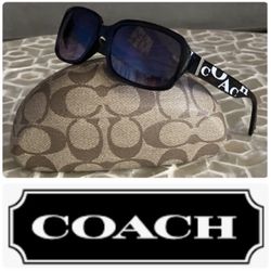 COACH Rectangular logo sunglasses in black