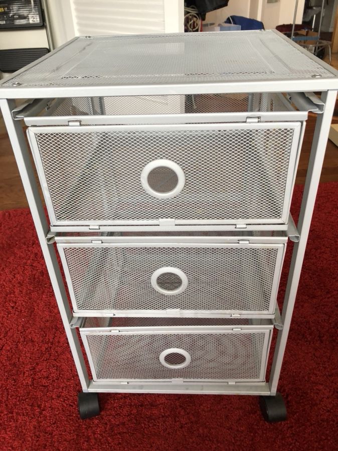 3-drawer storage unit with wheels for sale