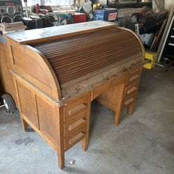 Antique Roll Top Oak Desk