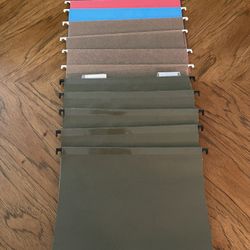 Small lot of 12 Letter Size Hanging File Folders (Various Colors)