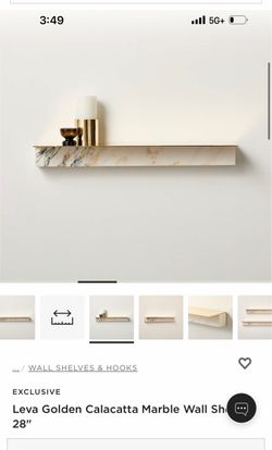 Crate and Barrel CB2 Leva Golden Calacatta Marble Wall Shelf 28"