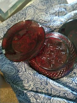 set of 6 vintage red salad plates