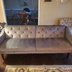 Bluish Grey Extra Long Futon Couch-Sofa-Sleeper