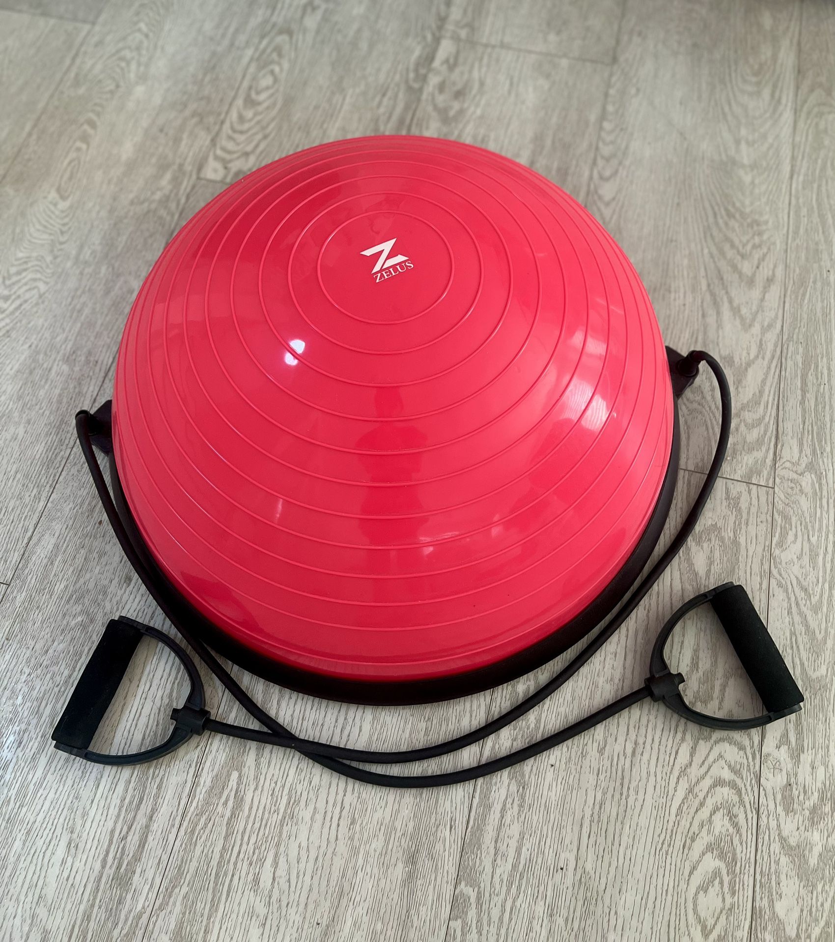 Balance Ball Trainer with Resistance Bands, Inflatable 23 Inch Exercise Half Ball