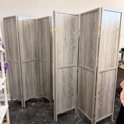 Folding Room Divider / Privacy Screen – Neutral Wood Look (2 Available)