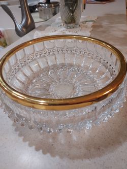 Crystal Diamond Gold Glass Centerpiece Bowl