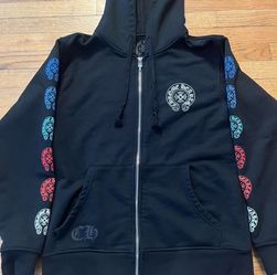 Size XL Black Chrome Hearts Multicolor Horse Shoe Zip hoodie