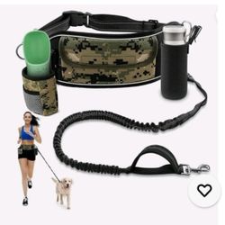 Hands Free Dog Walking Belt 2 D-Rings Reflective Stripes Size Small - Medium