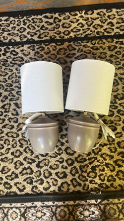 Set of 2 Mini Ceramic Table Lamps - Gray/White
