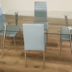 GREY & Silver - GLASS dining room SET 