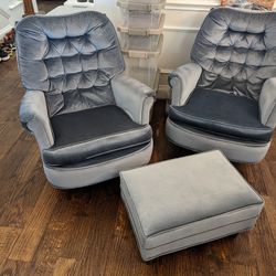 Vintage Chairs & Ottoman (Blue)
